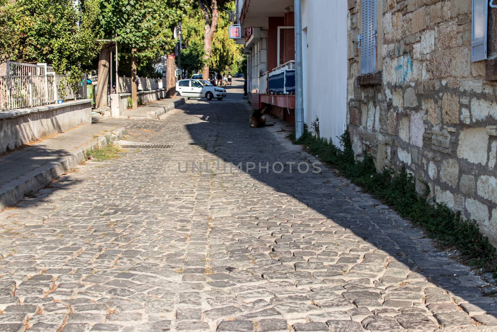 an old stone road from an urban street. photo has taken from izmir/turkey.