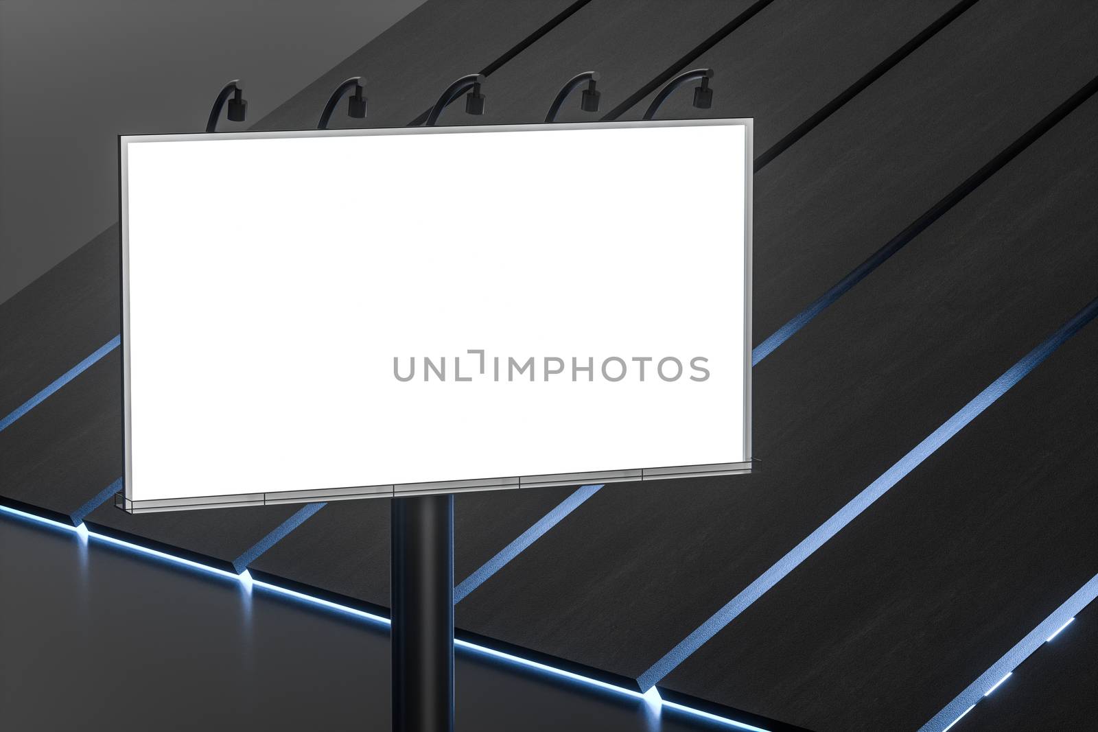 3d rendering, blank advertising board In the night scene. Computer digital image.