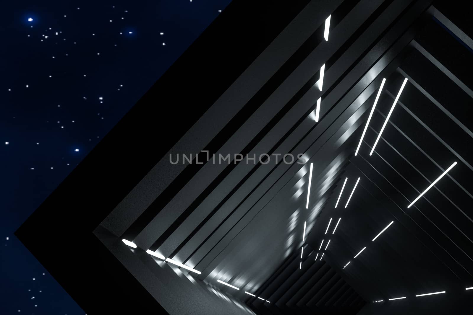 3d rendering, dark creative polygon elements. Computer digital background