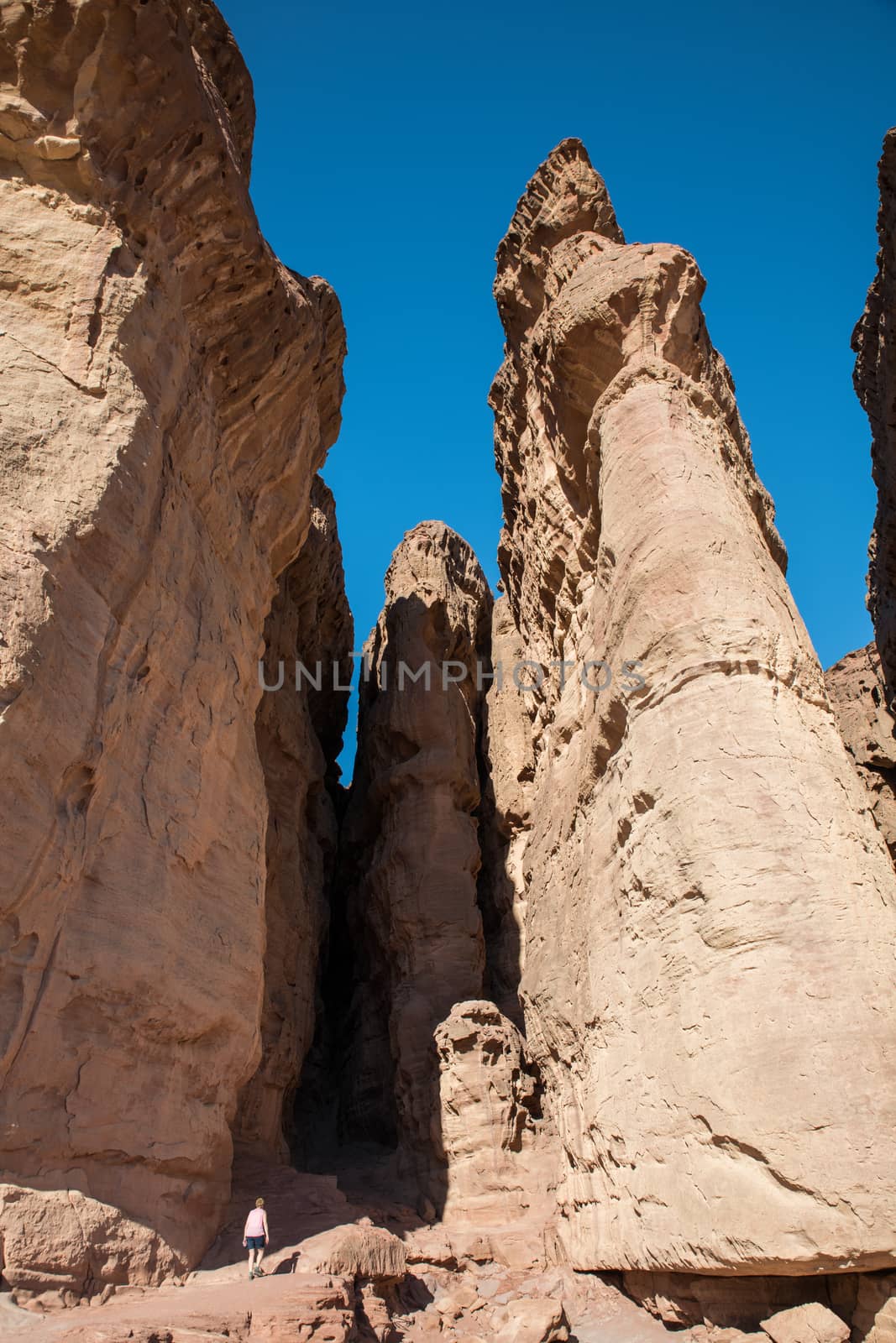 woman at the the solomons pillars in timna national park in israel near Eilat