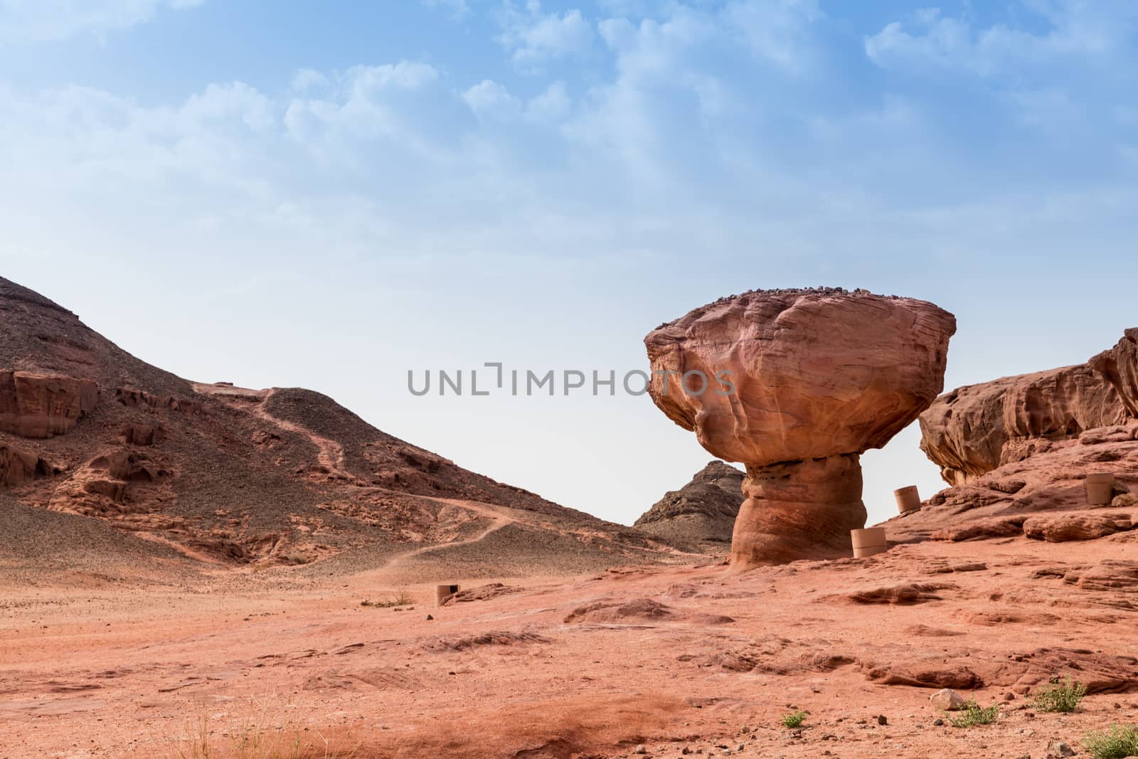 the famous mushroom rock in timna national park in israel, near eilat