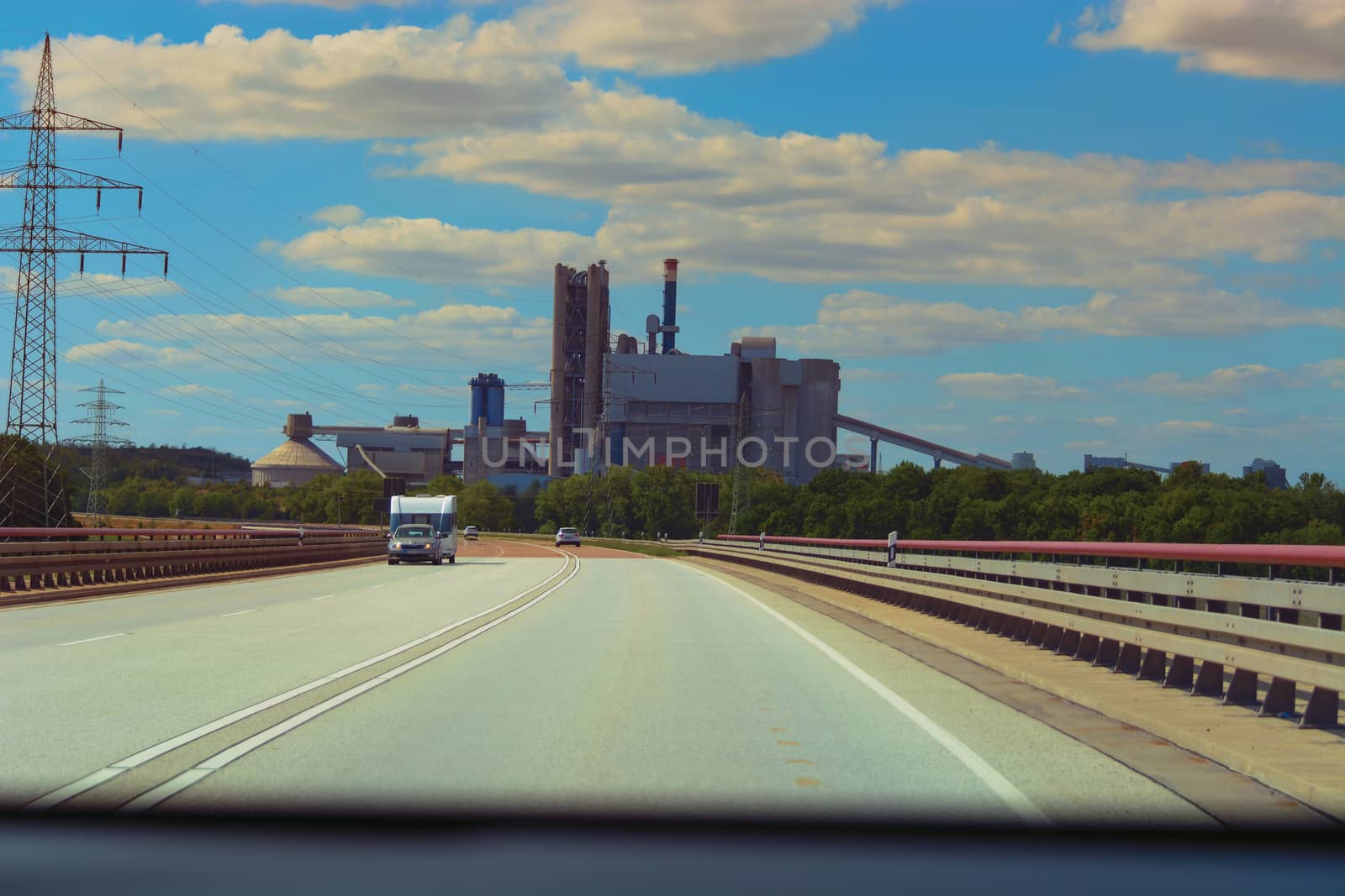 Power station near motorway in Germany