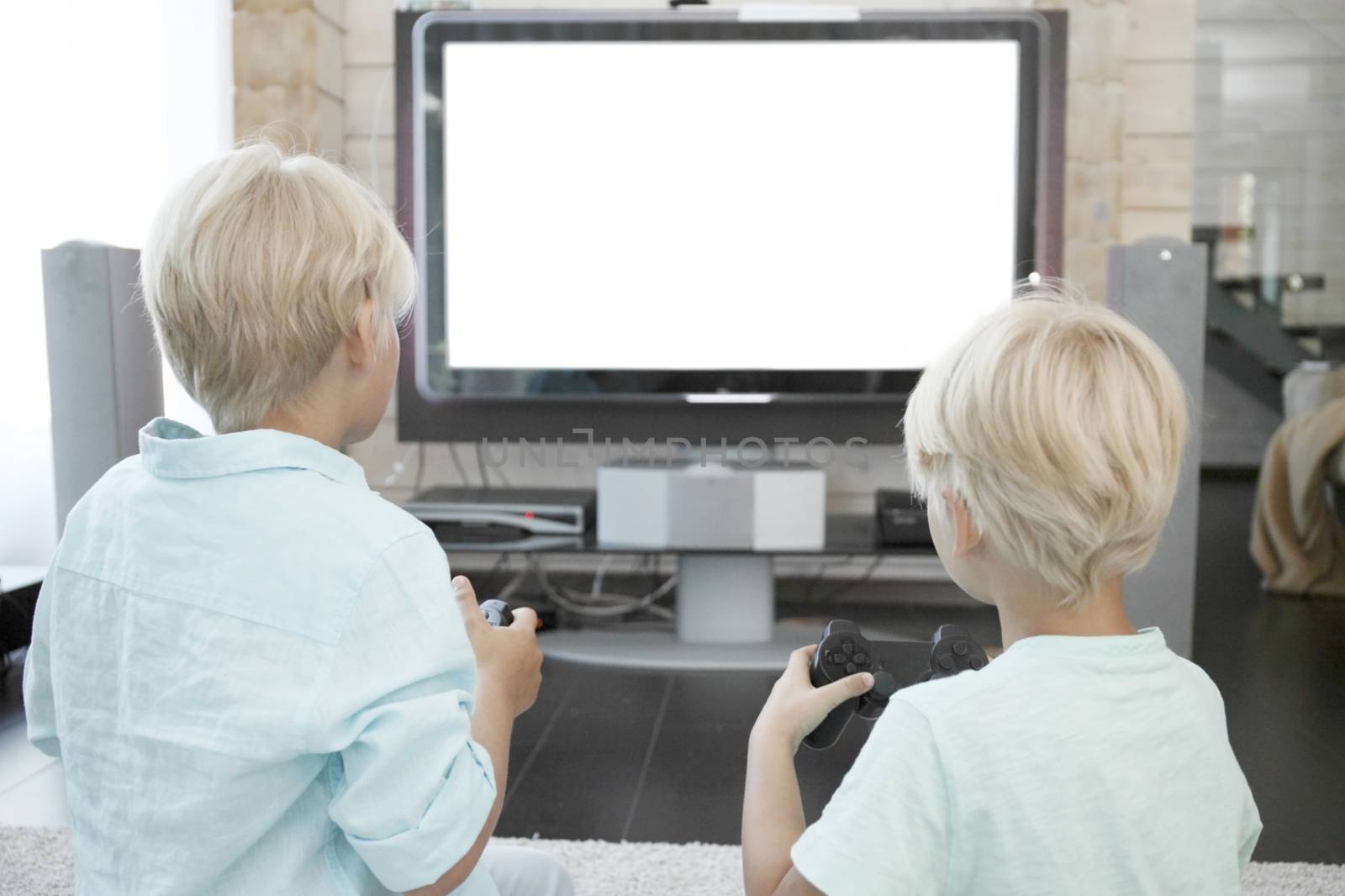 Kids playing video games by ALotOfPeople