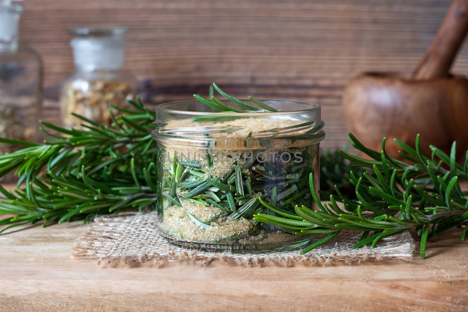 Preparation of a homemade rosemary syrup from rosemary twigs and by madeleine_steinbach