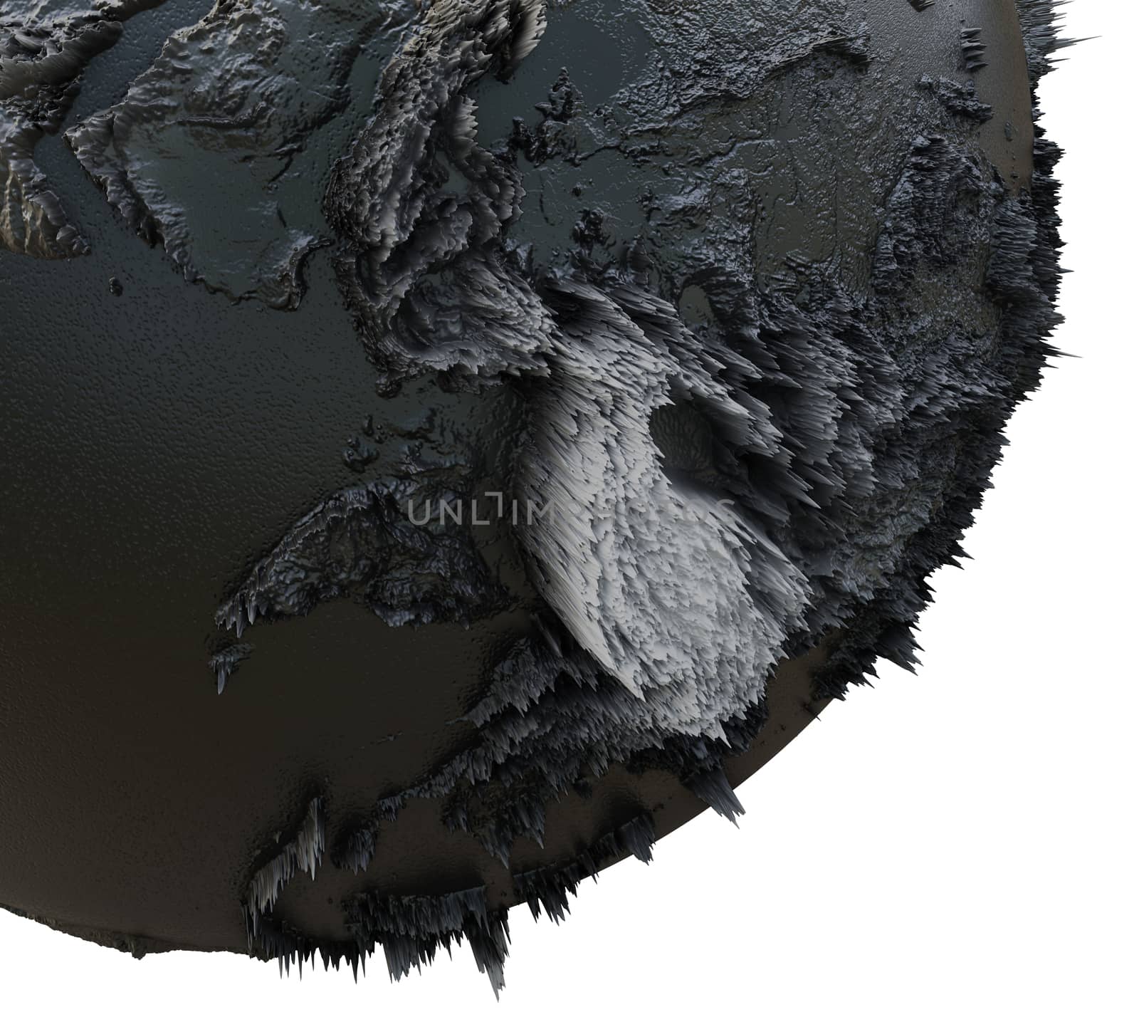 Abstract Black Earth Globe, Continets Extruded or Displacement. 3D illustration