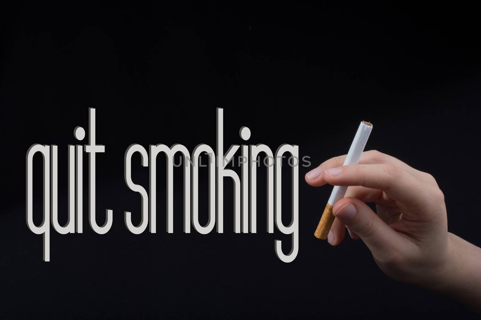 wording QUIT as,  say no smoking concept