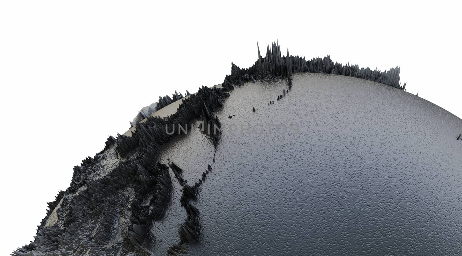 Abstract Black Earth Globe, Continets Extruded or Displacement. 3D illustration