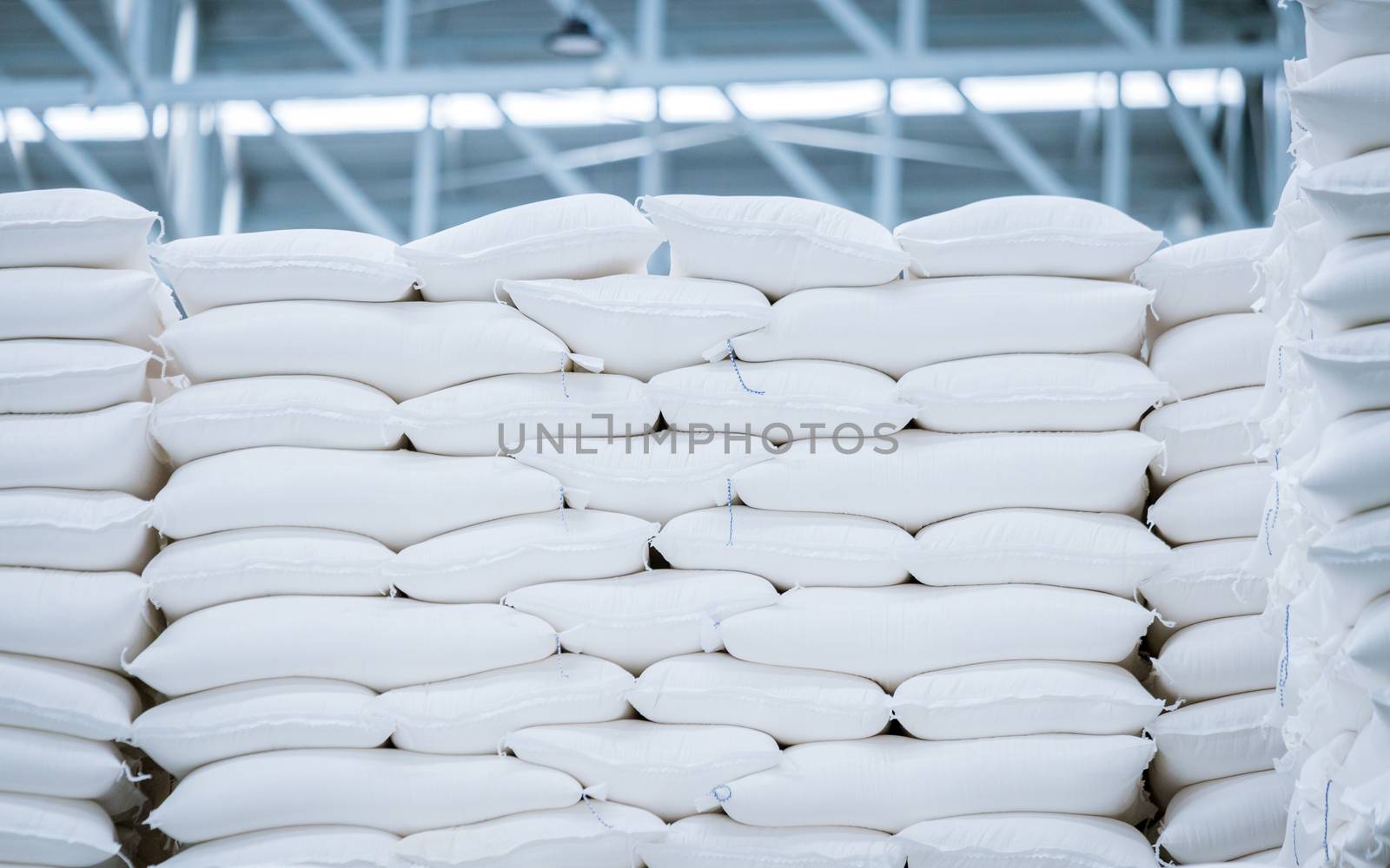 stack of white bag in the warehouse