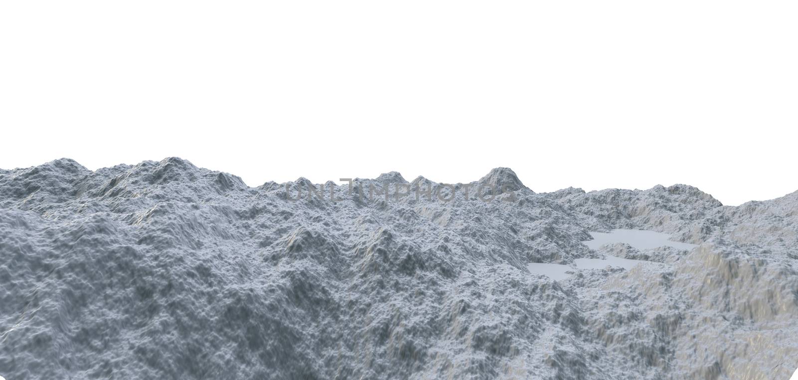 Abstract White Landscape Background. 3D illustration. Microdisplace