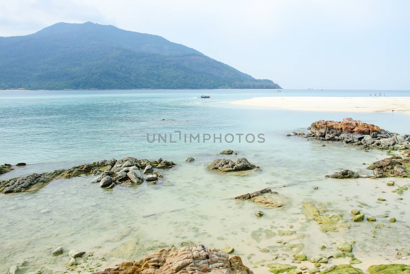 Sea tropical landscape with mountains and rocks by yuiyuize