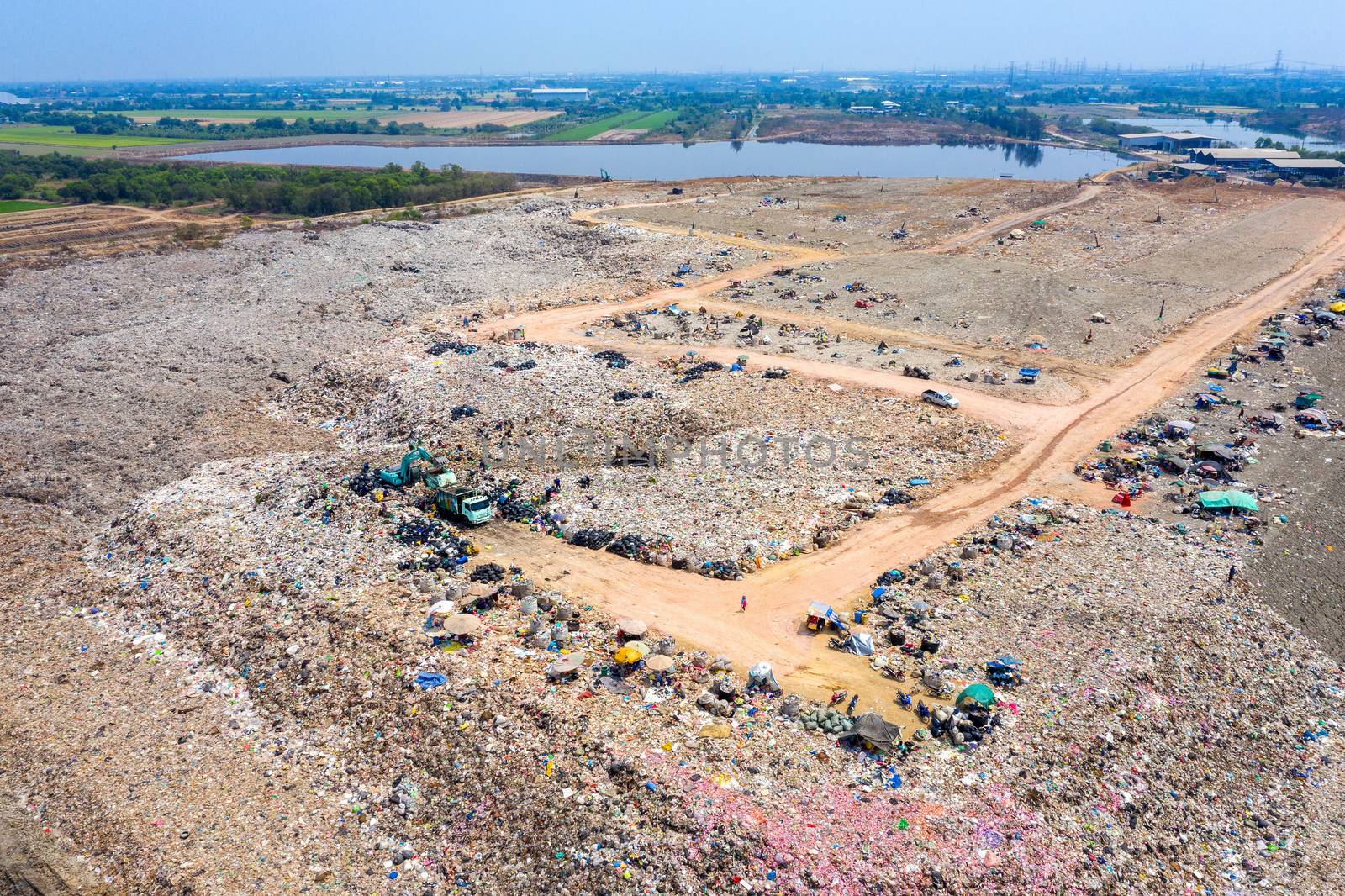 Aerial view of large landfill. Waste Garbage dump. by gutarphotoghaphy