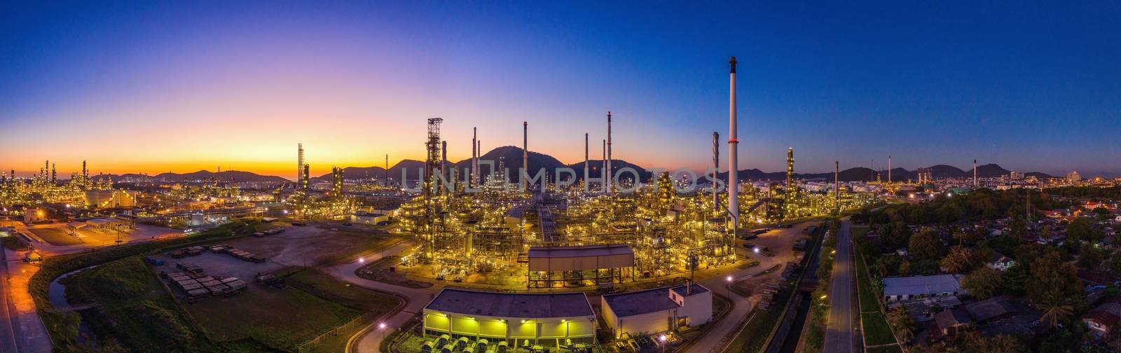 Aerial view of Oil refinery, Panorama of Oil Industry. by gutarphotoghaphy