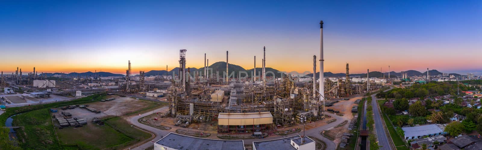 Aerial view of Oil refinery, Panorama of Oil Industry. by gutarphotoghaphy