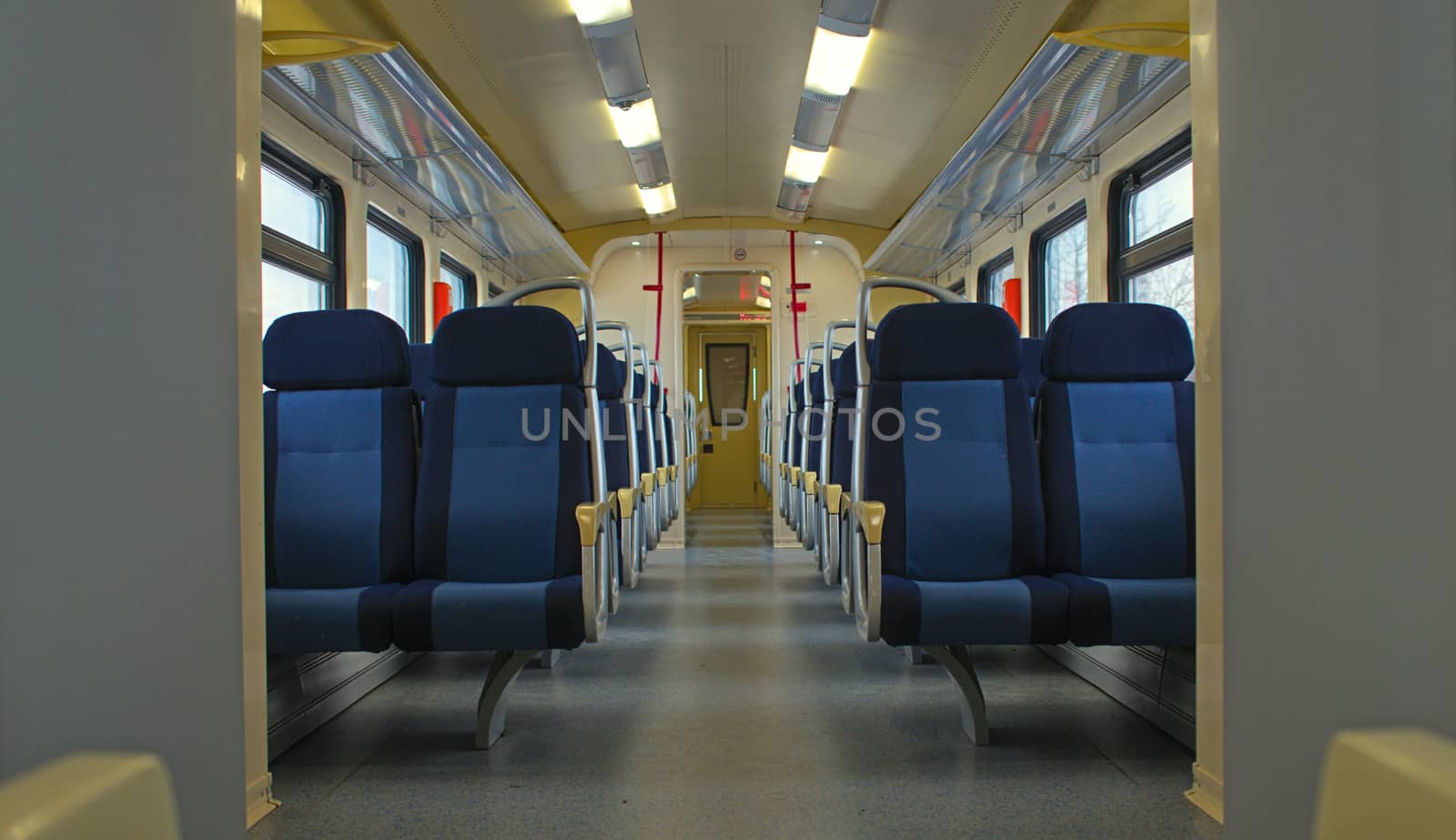 Inside look at modern empty train wagon