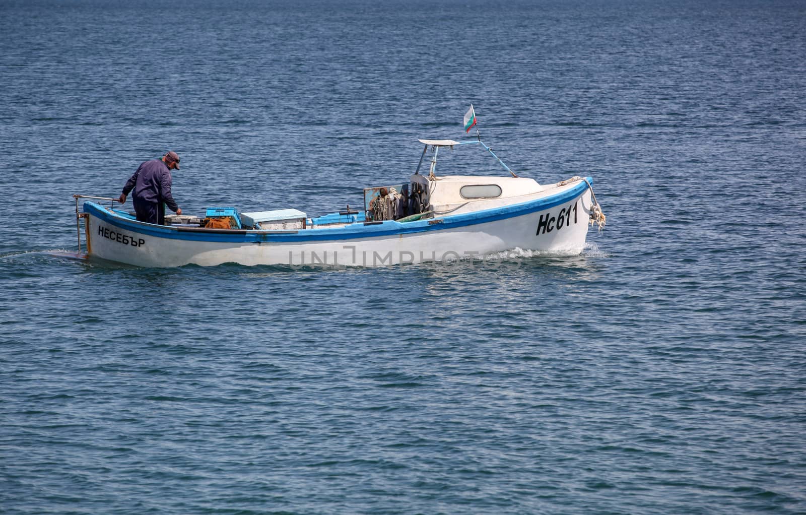 Pomorie, Bulgaria - May 01, 2019: Fishing Boat At Sea. by nenovbrothers