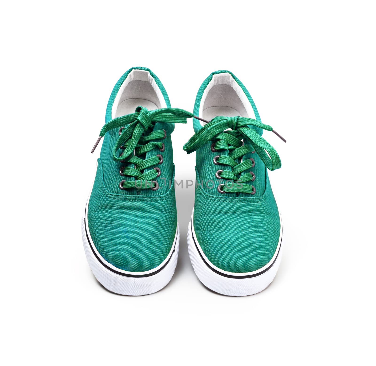 A pair of Green canvas shoes isolated on white background with clipping path