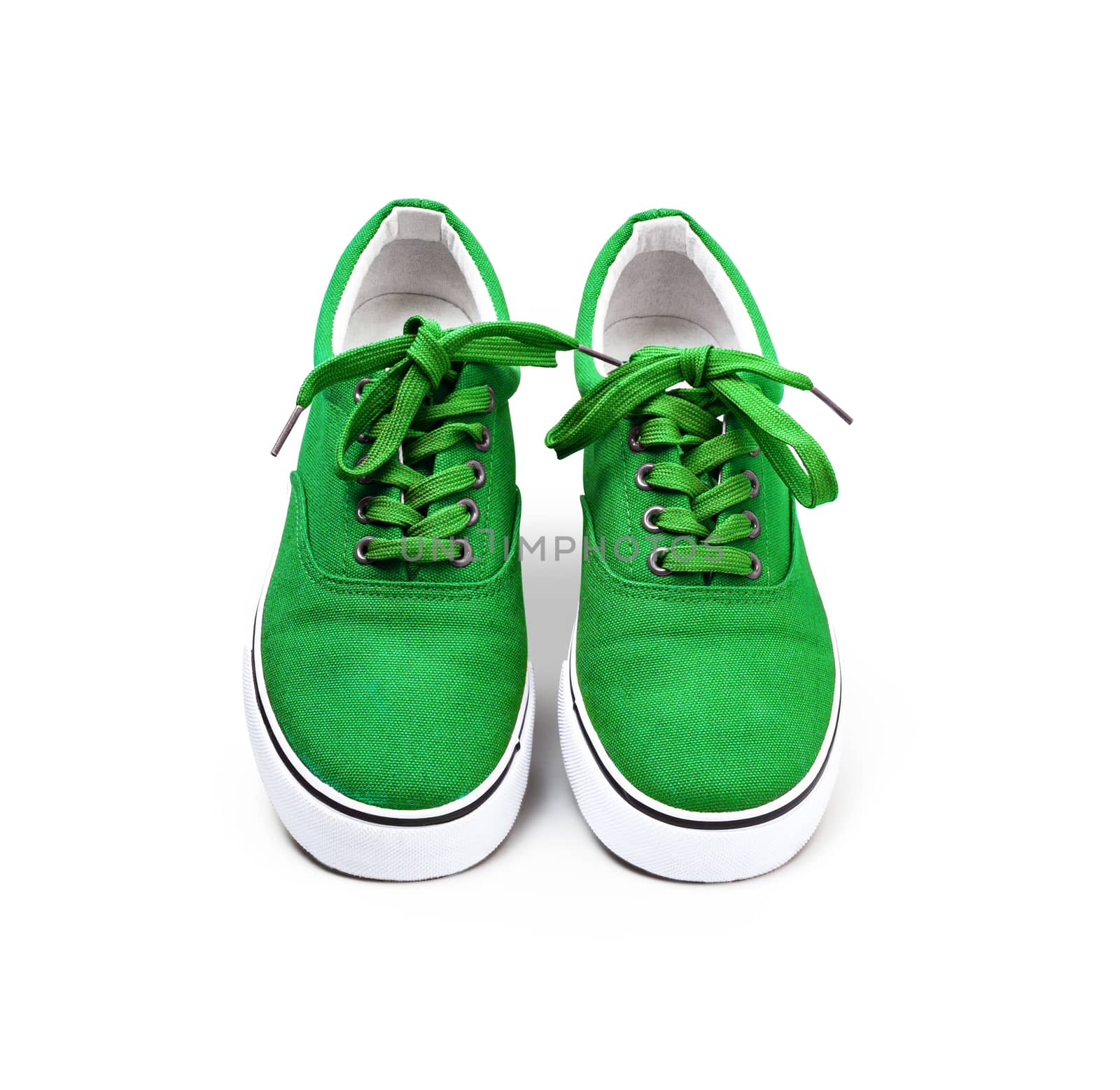A pair of Green canvas shoes isolated on white background with clipping path