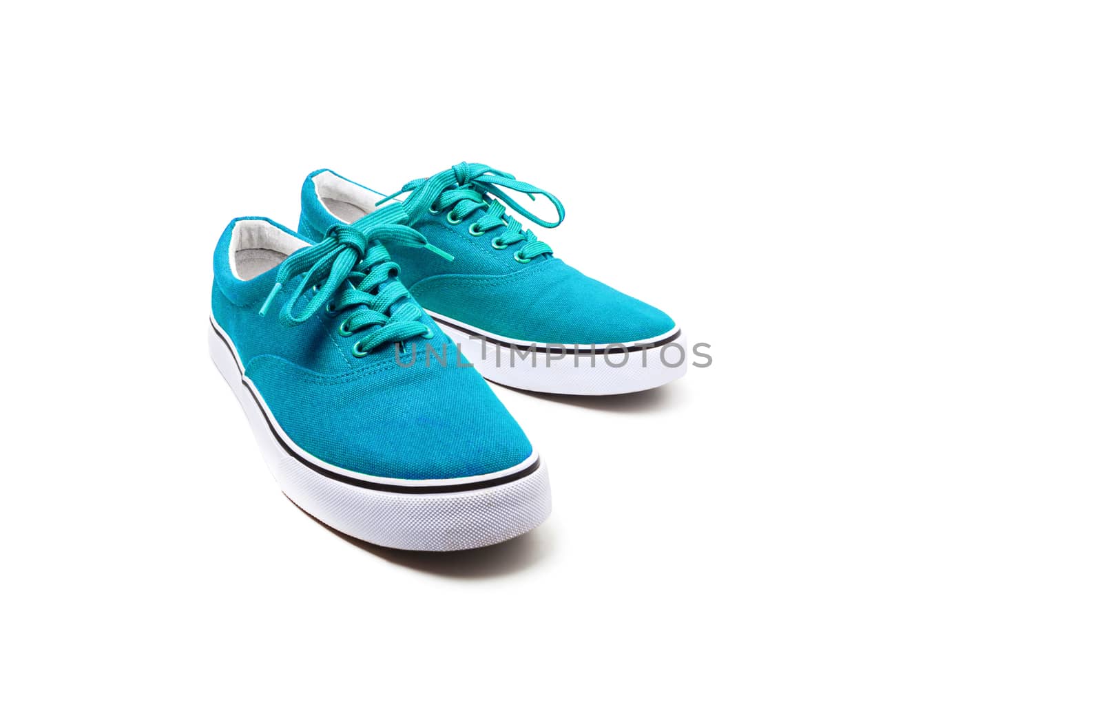 A pair of Blue canvas shoes isolated on white background with clipping path