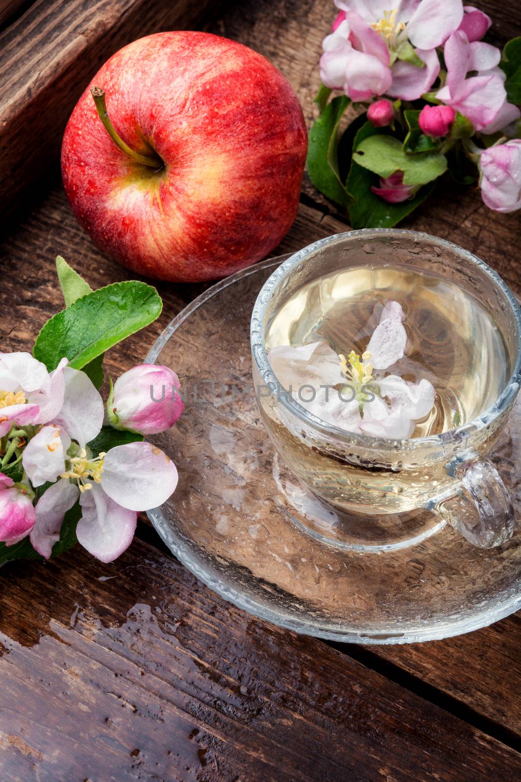 Cup of fruit tea with apple flavor.Apple tea
