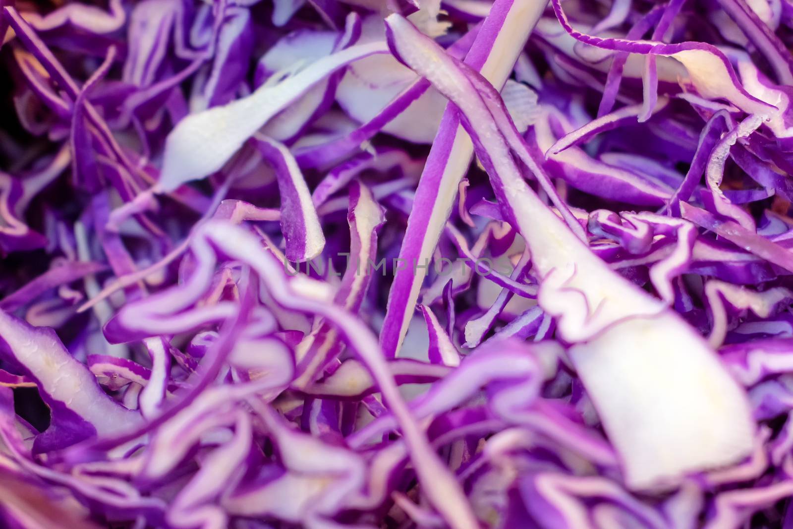 Fresh Shredded Purple Cabbage Ready in a Salad Bar. by seika_chujo
