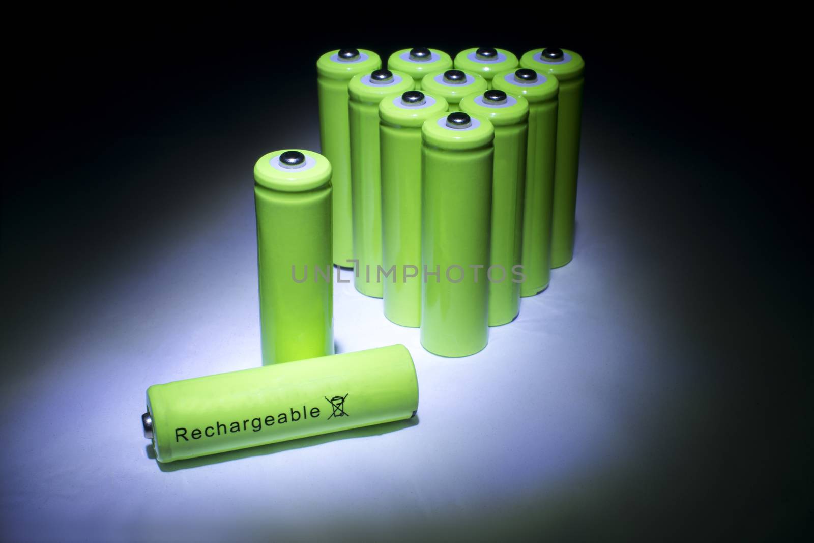 AA Green Rechargeable Batteries on Display by seika_chujo