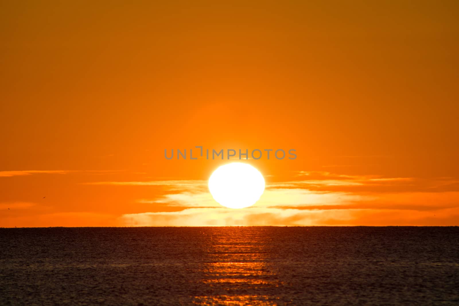 Nice sunrise on the Mediterranean Sea in the village of Burriana