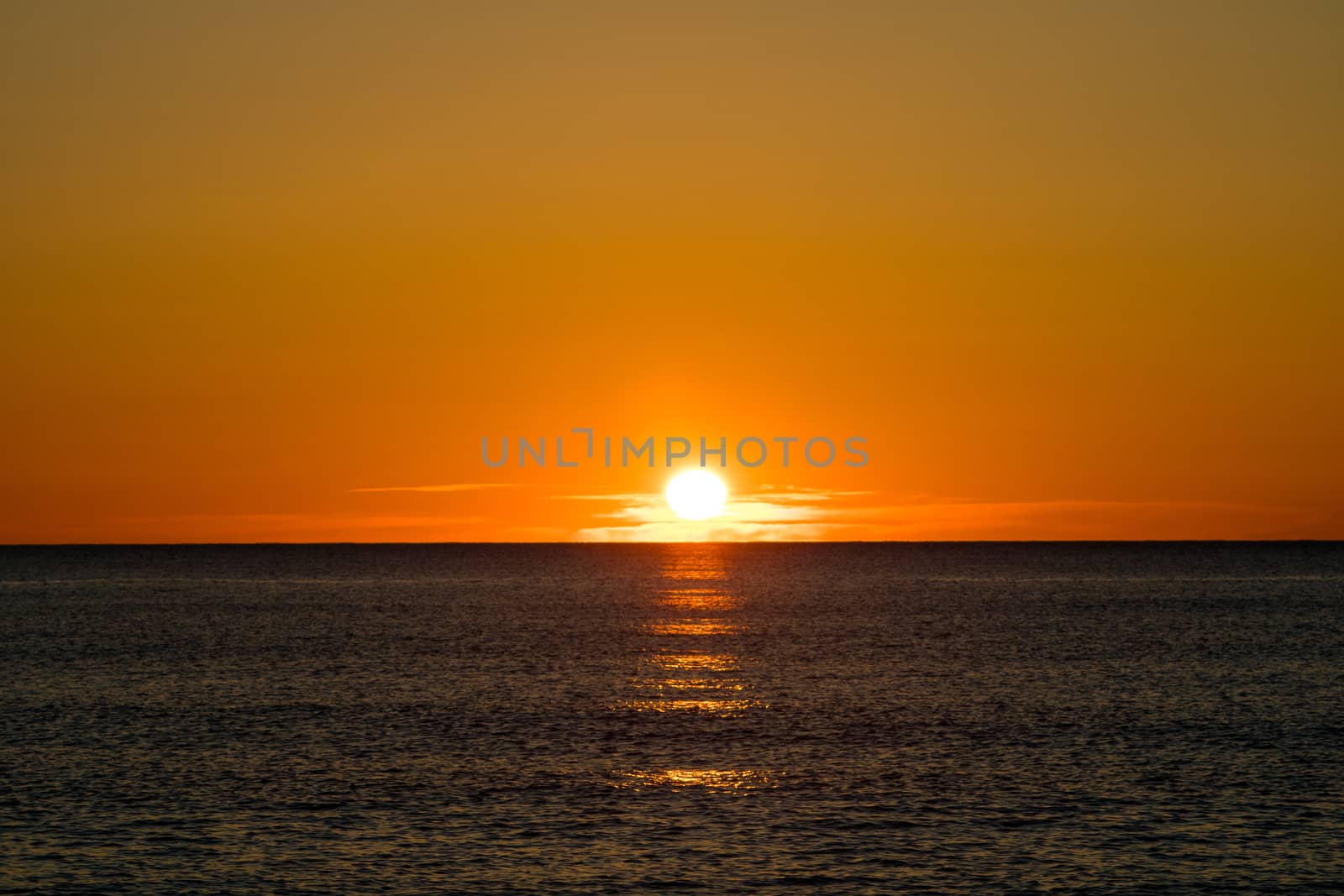 Nice sunrise on the Mediterranean Sea in the village of Burriana