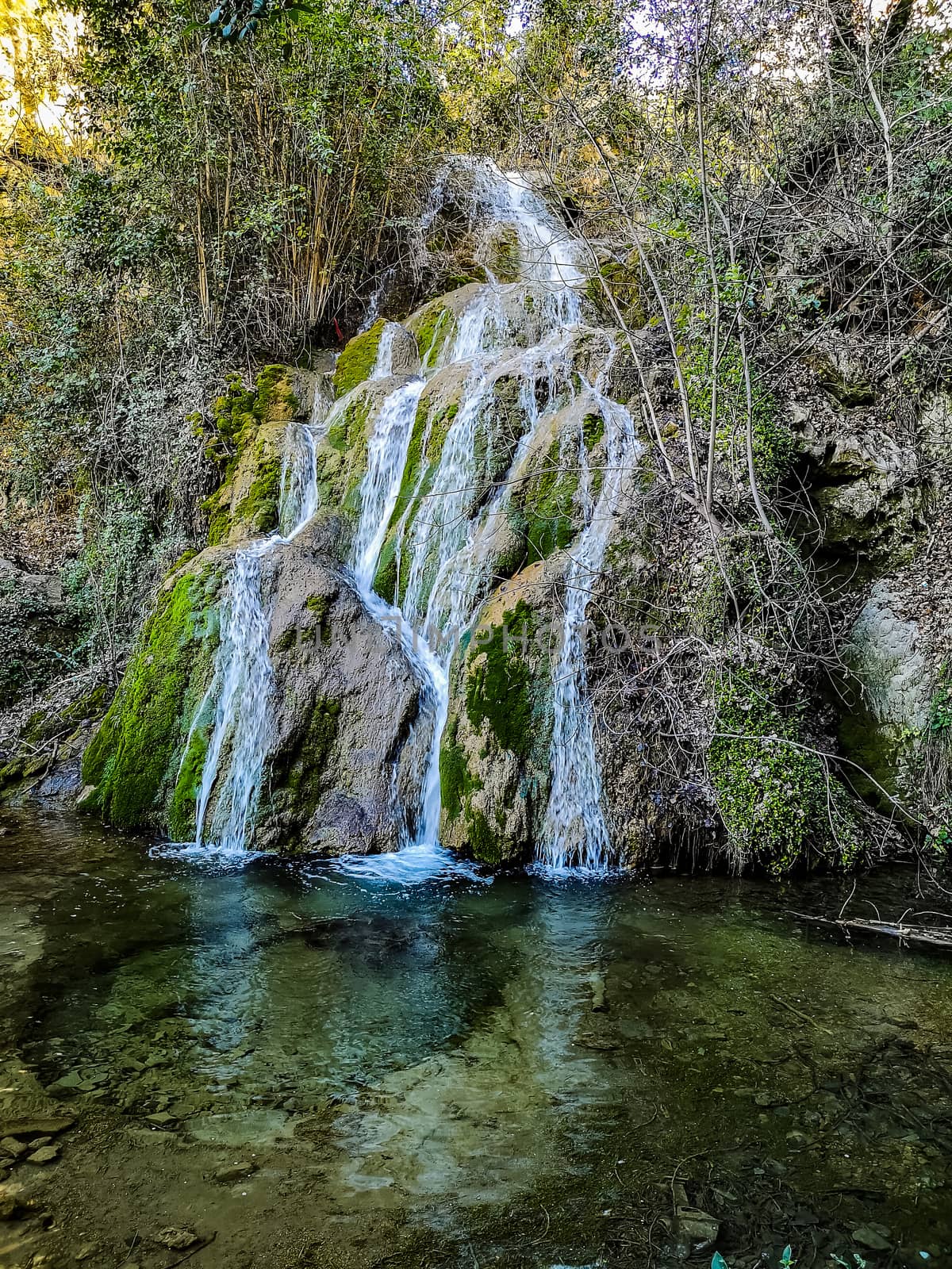 View of the main waterfall of La Floresta in Viver
