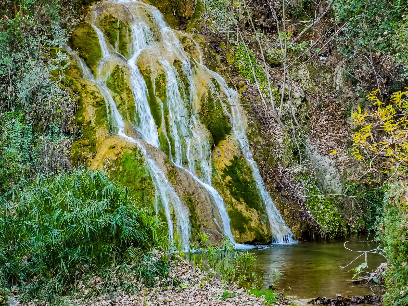 View of the main waterfall of La Floresta in Viver