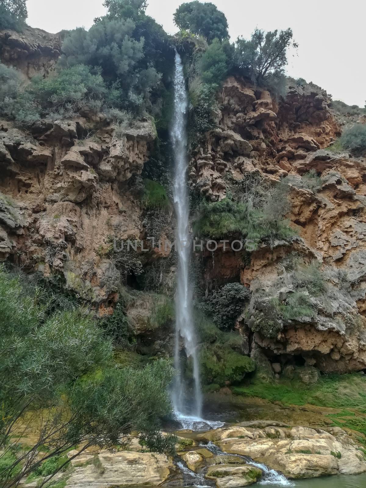 View of the waterfall of the Salto de la Novia in Navajas