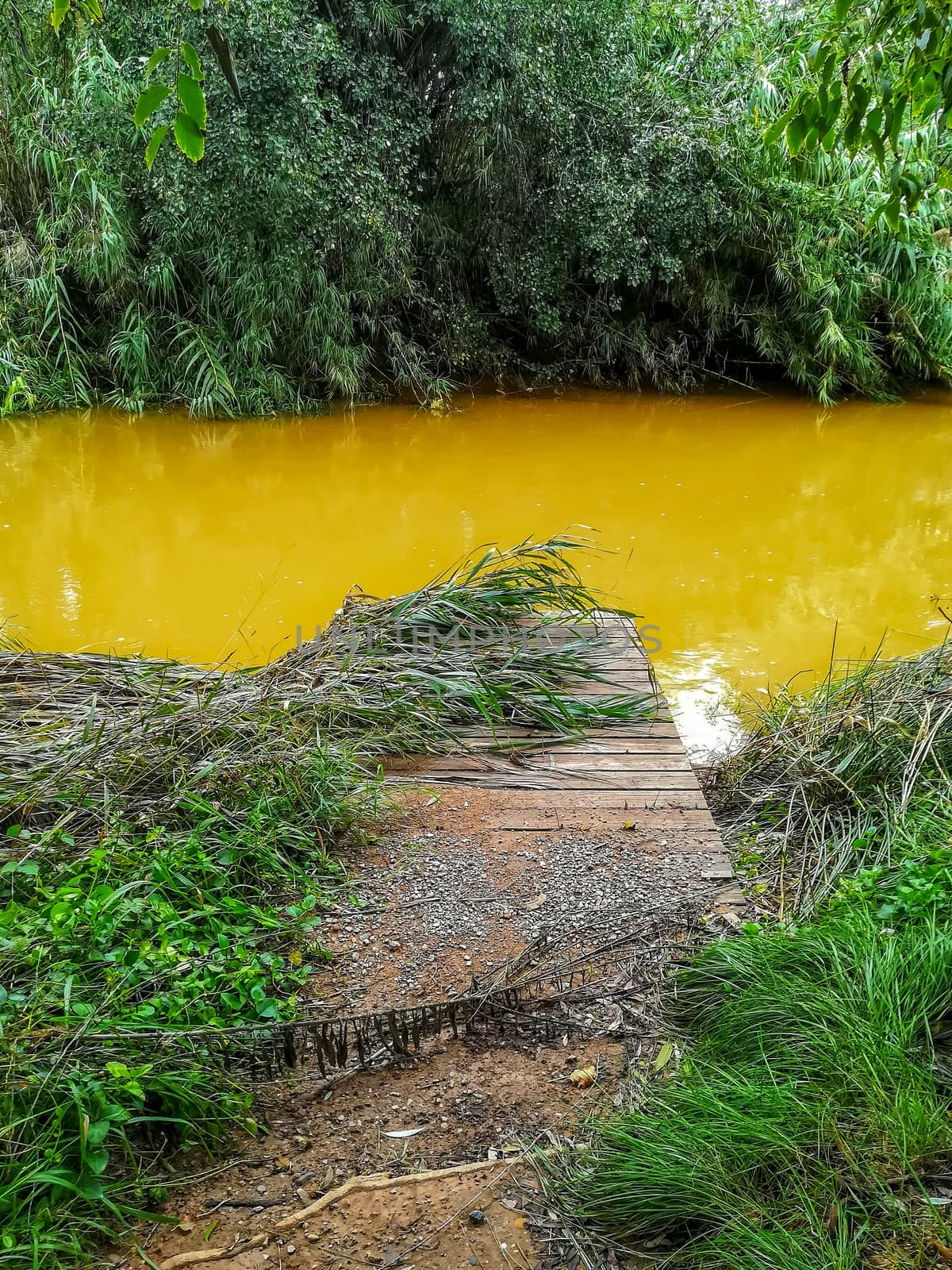 River of the natural setting of Clot with sediment laden water after heavy rains