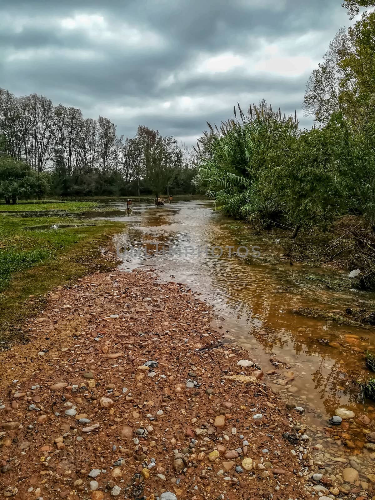 River of the natural setting of Clot with sediment laden water after heavy rains