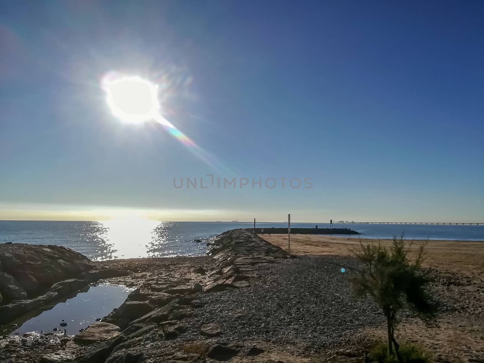 Beach of fine brown sand bathed by the waters of the Mediterranean Sea
