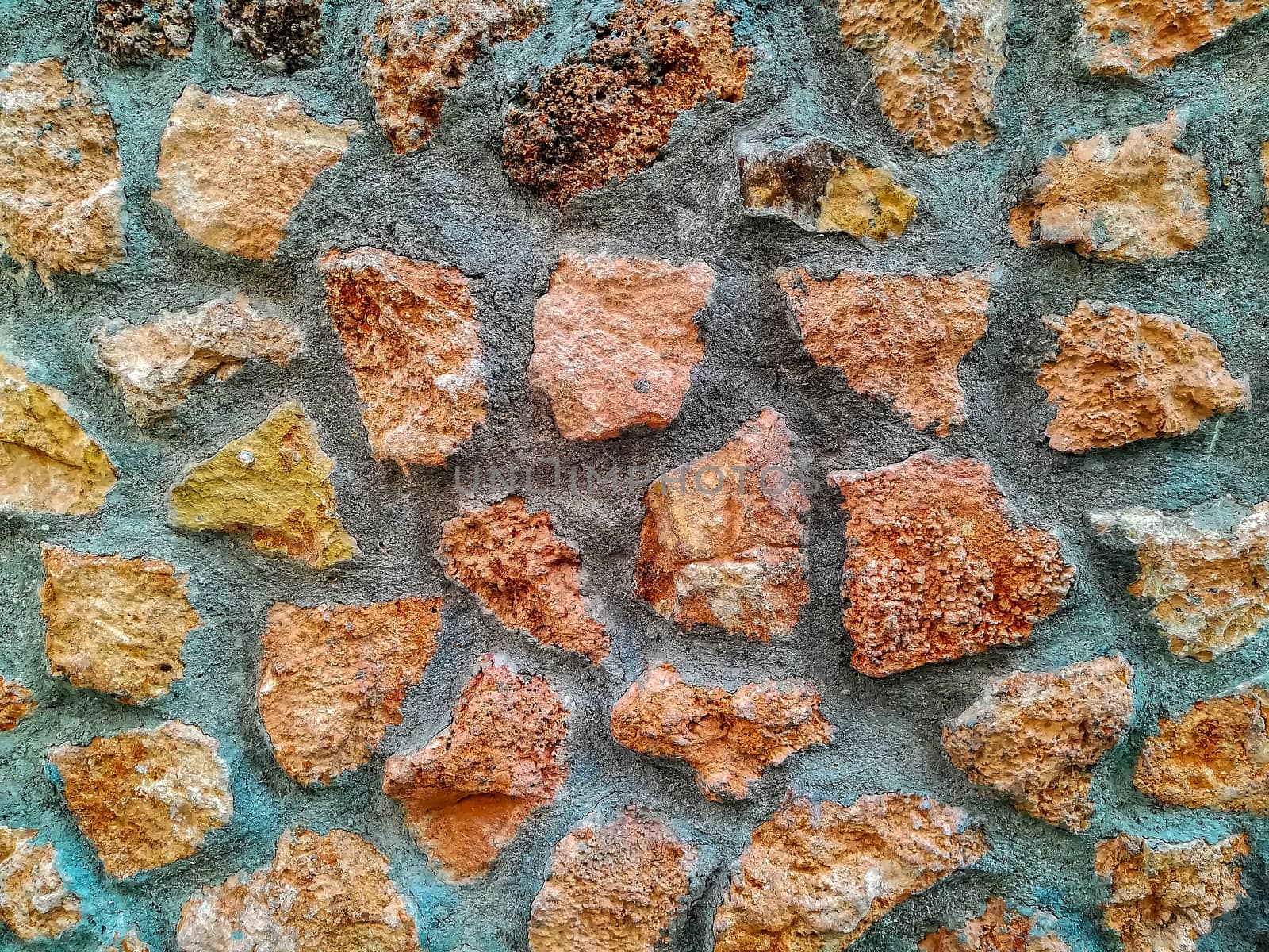 Facade view of stones in pastel colors