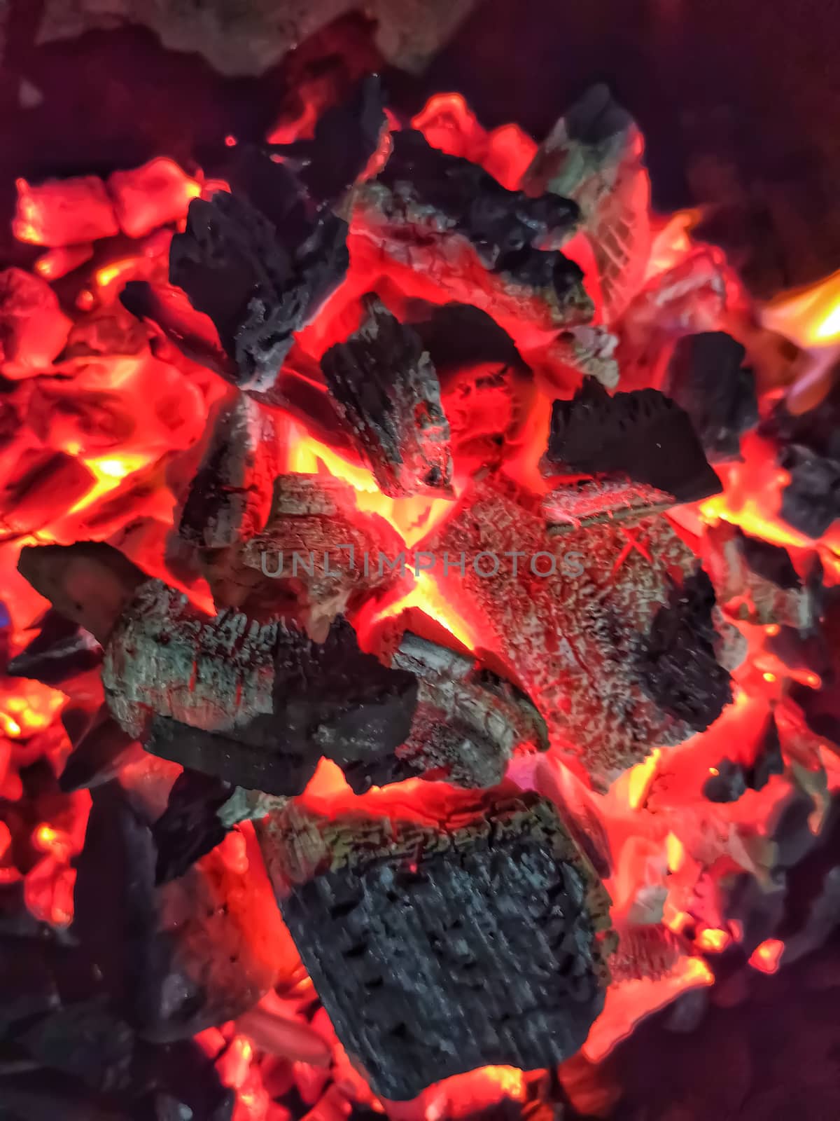 Incandescent embers in orange tones