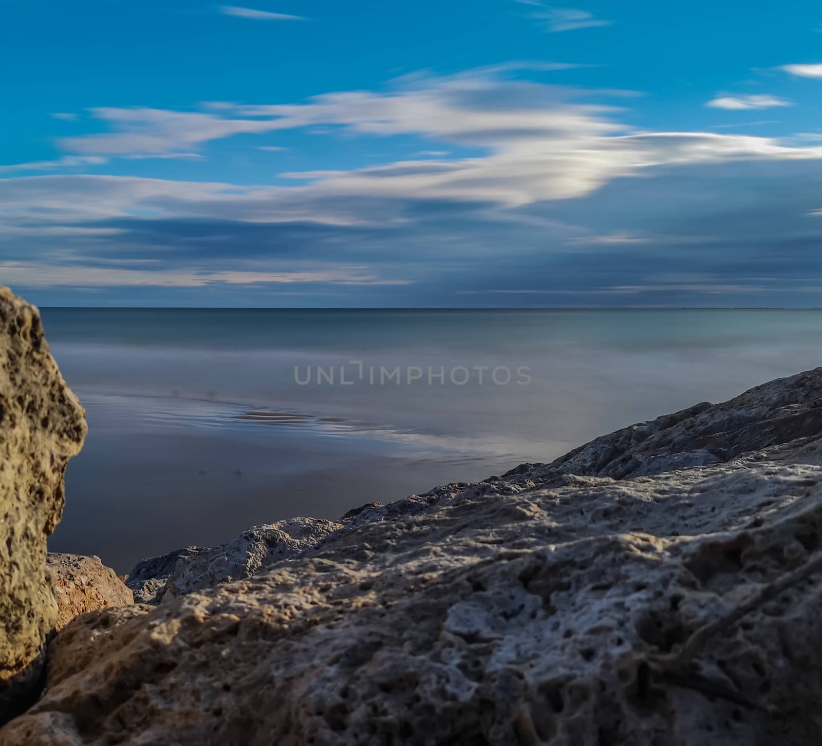 Beach of fine brown sand bathed by the waters of the Mediterranean Sea
