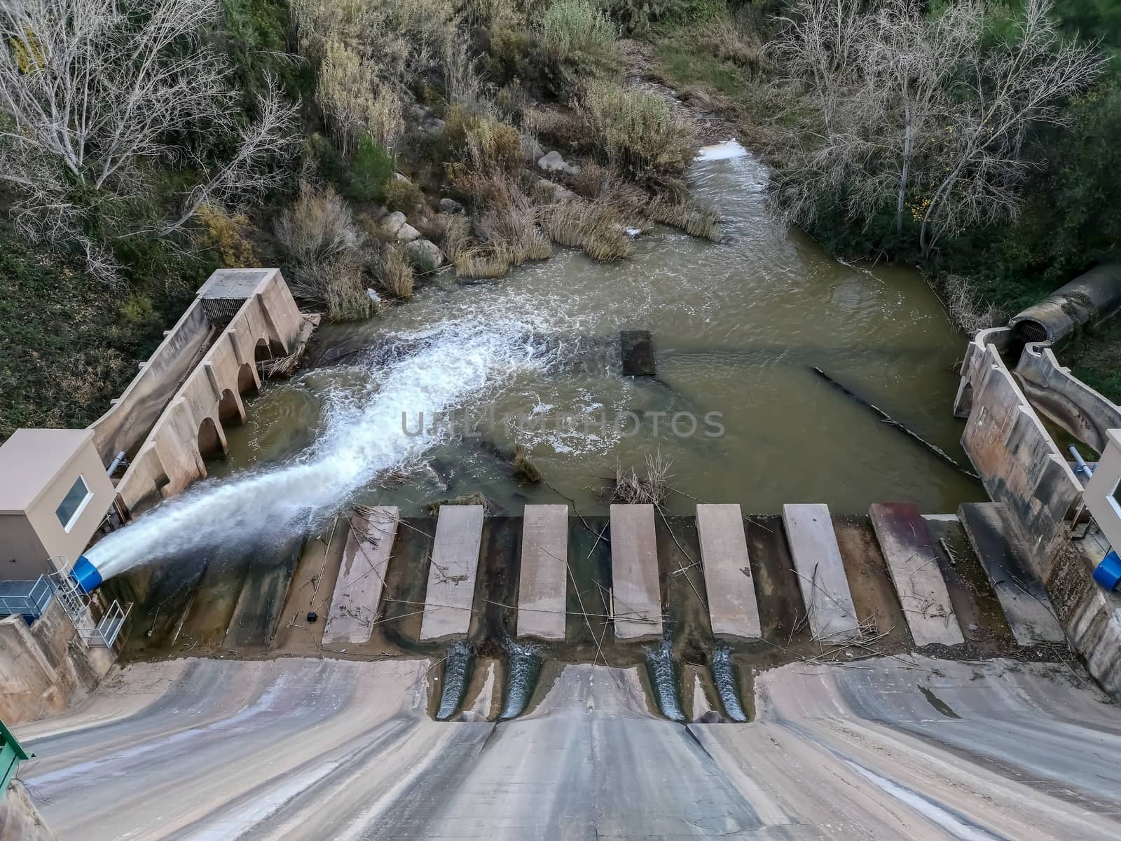 View of the lower part of the Regajo dam in Navajas