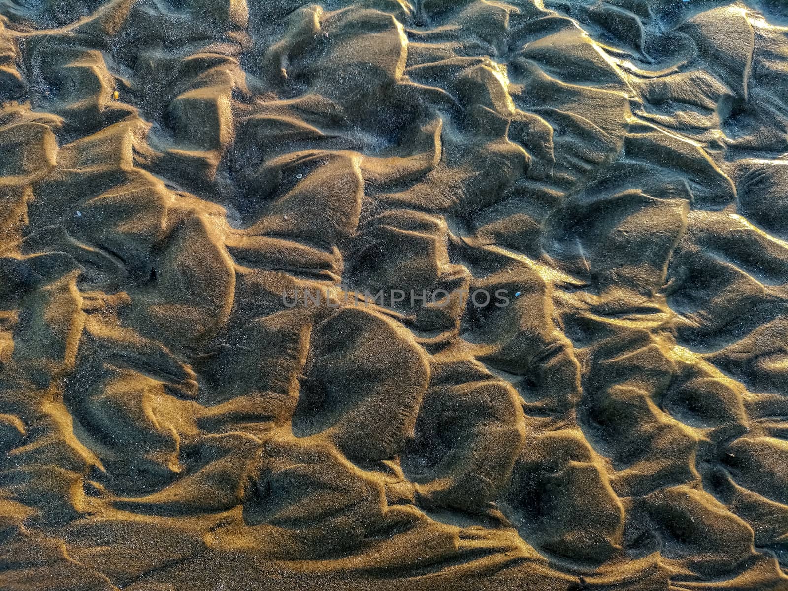 Curios formation made by water in the sand of Burriana beach