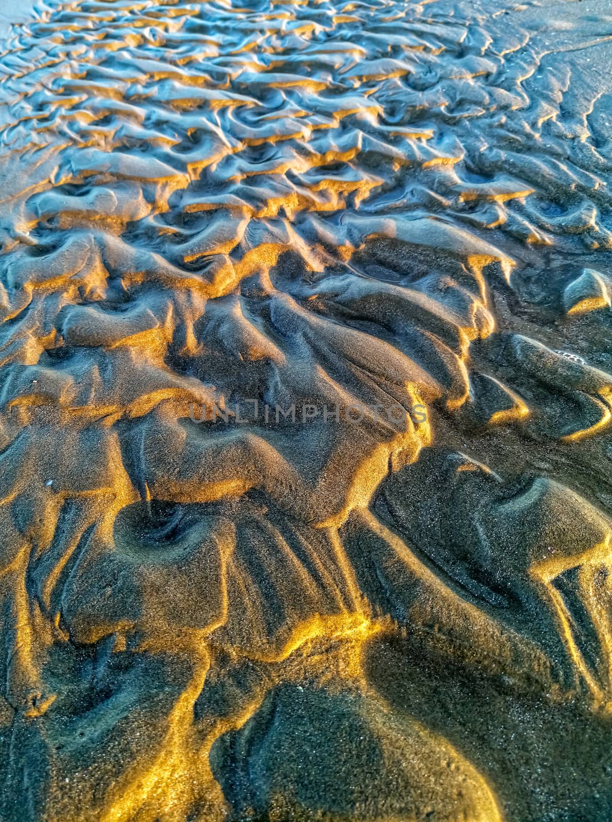 Curios formation made by water in the sand of Burriana beach