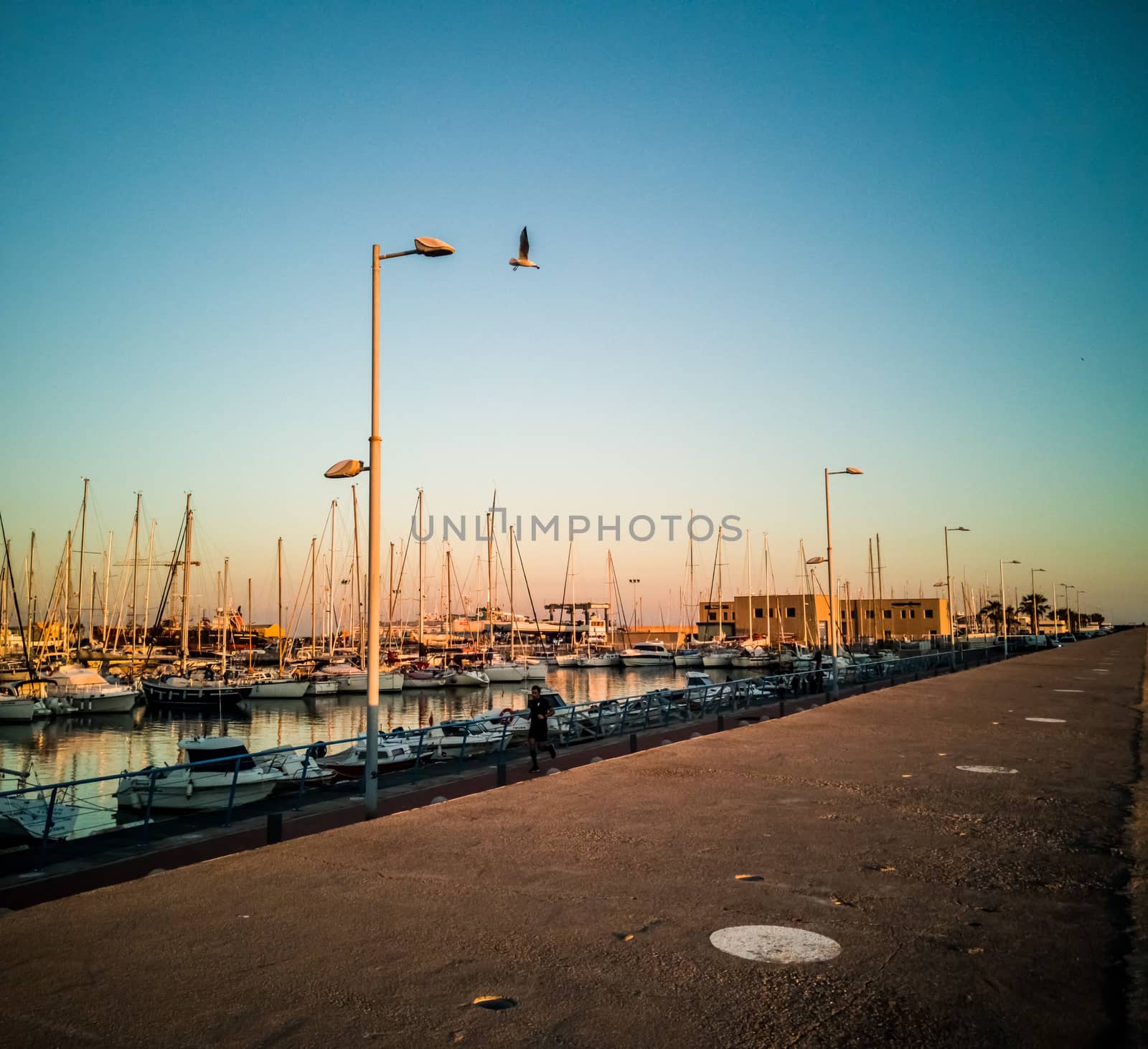 Burriana, Spain 12/06/18: Marina of Burriana at sunset