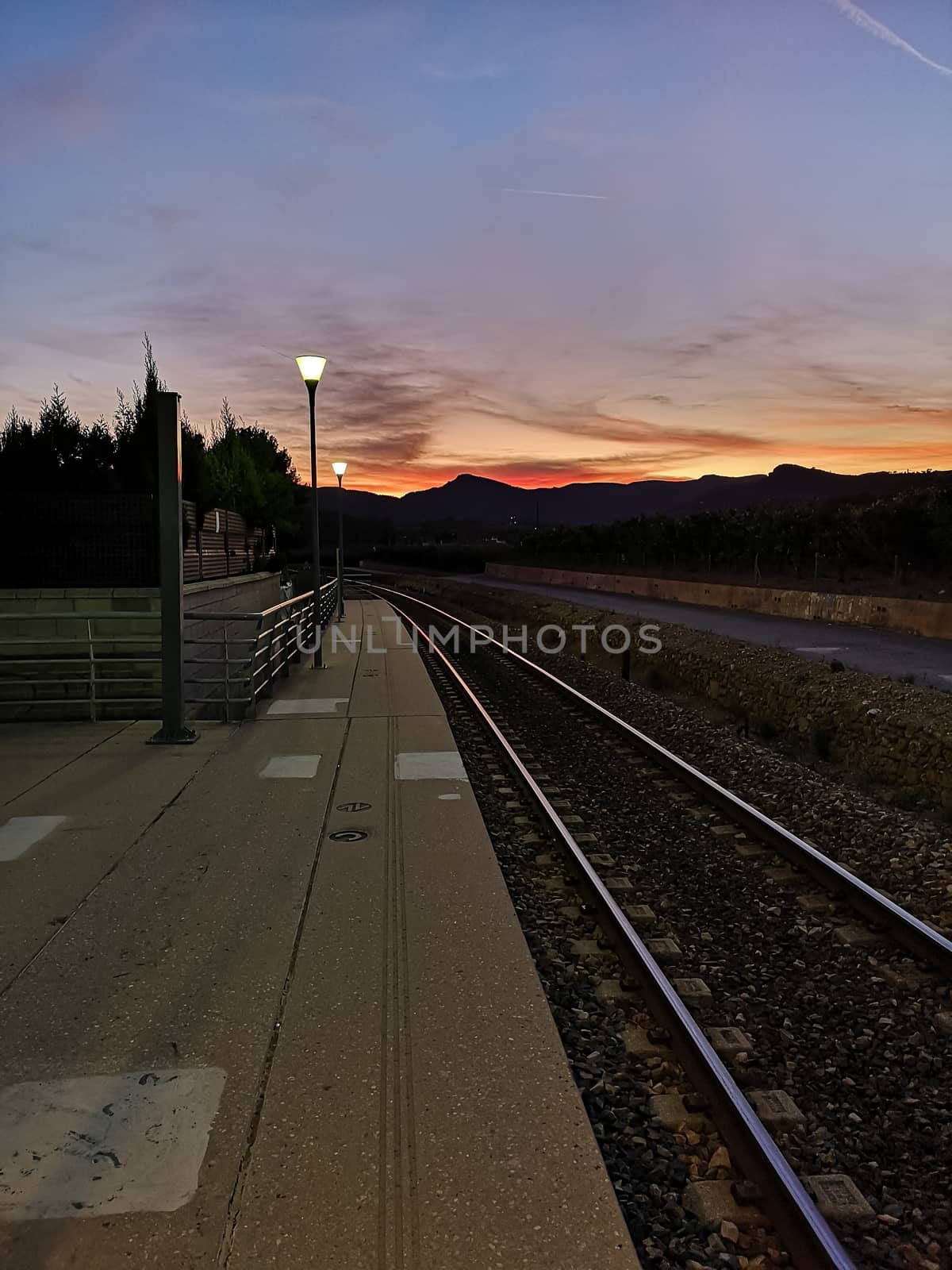 Sunset in pastel pink tones in the village of Algimia