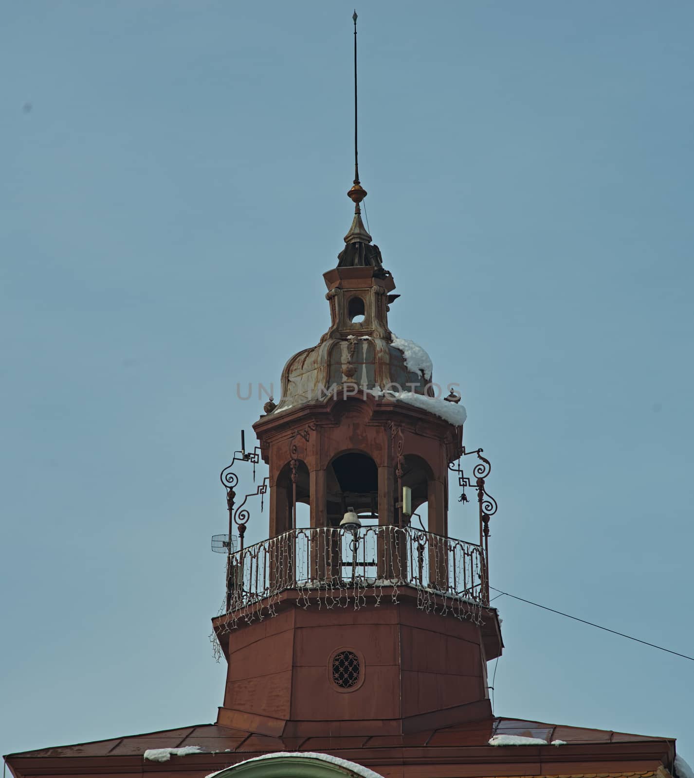 Tower with open balcony on top of baroque building