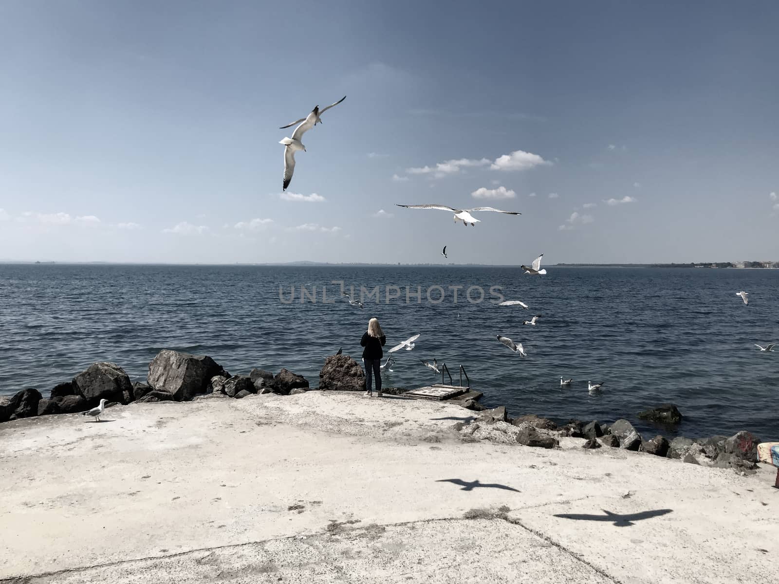 Pomorie, Bulgaria - May 02, 2019:  Beautiful View To The Sea Coast.