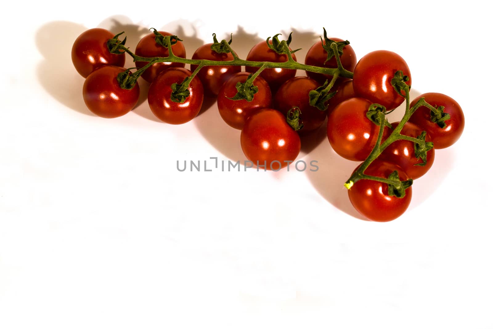 cherry tomatoes clusters with white background