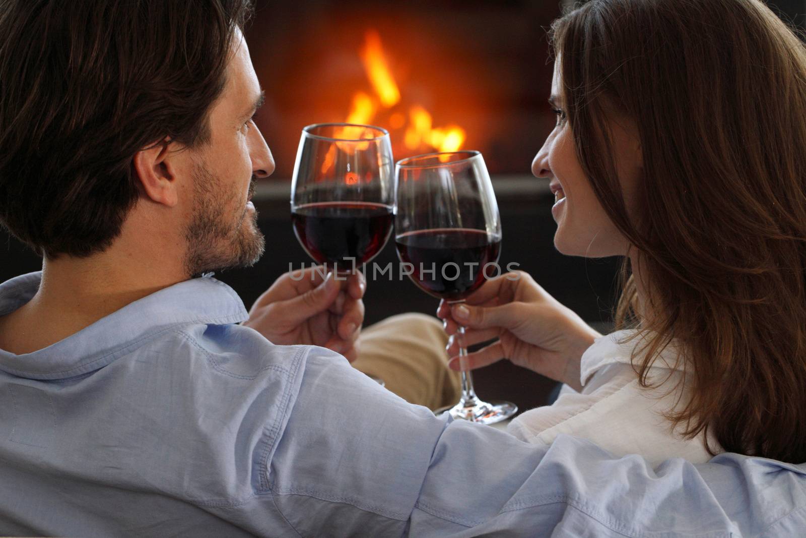 Romantic couple drinking wine by ALotOfPeople