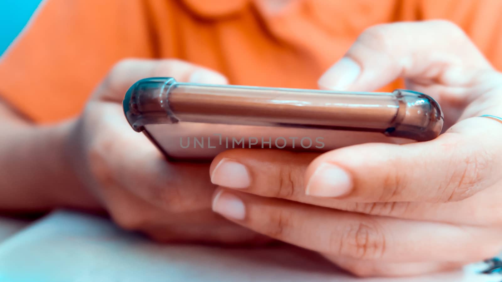 Close up image of Woman Using a Smart Phone