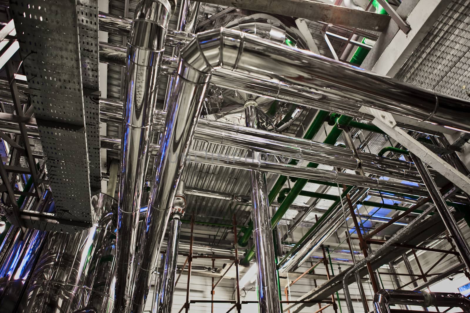 Equipment and piping as found inside of industrial thermal power plant