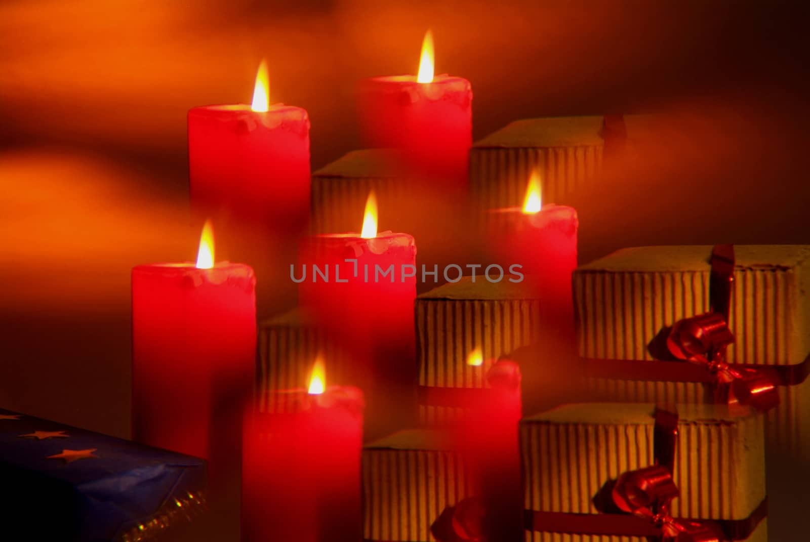 Candles flame close up on a black background