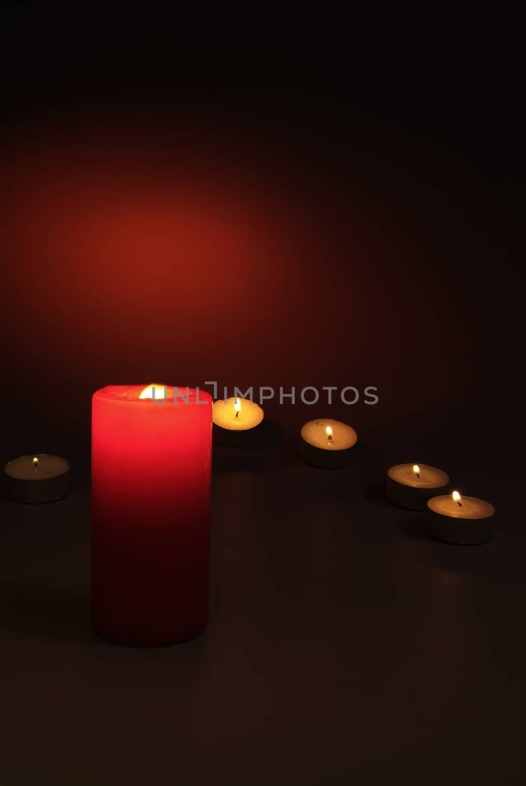 Candles flame close up on a black background