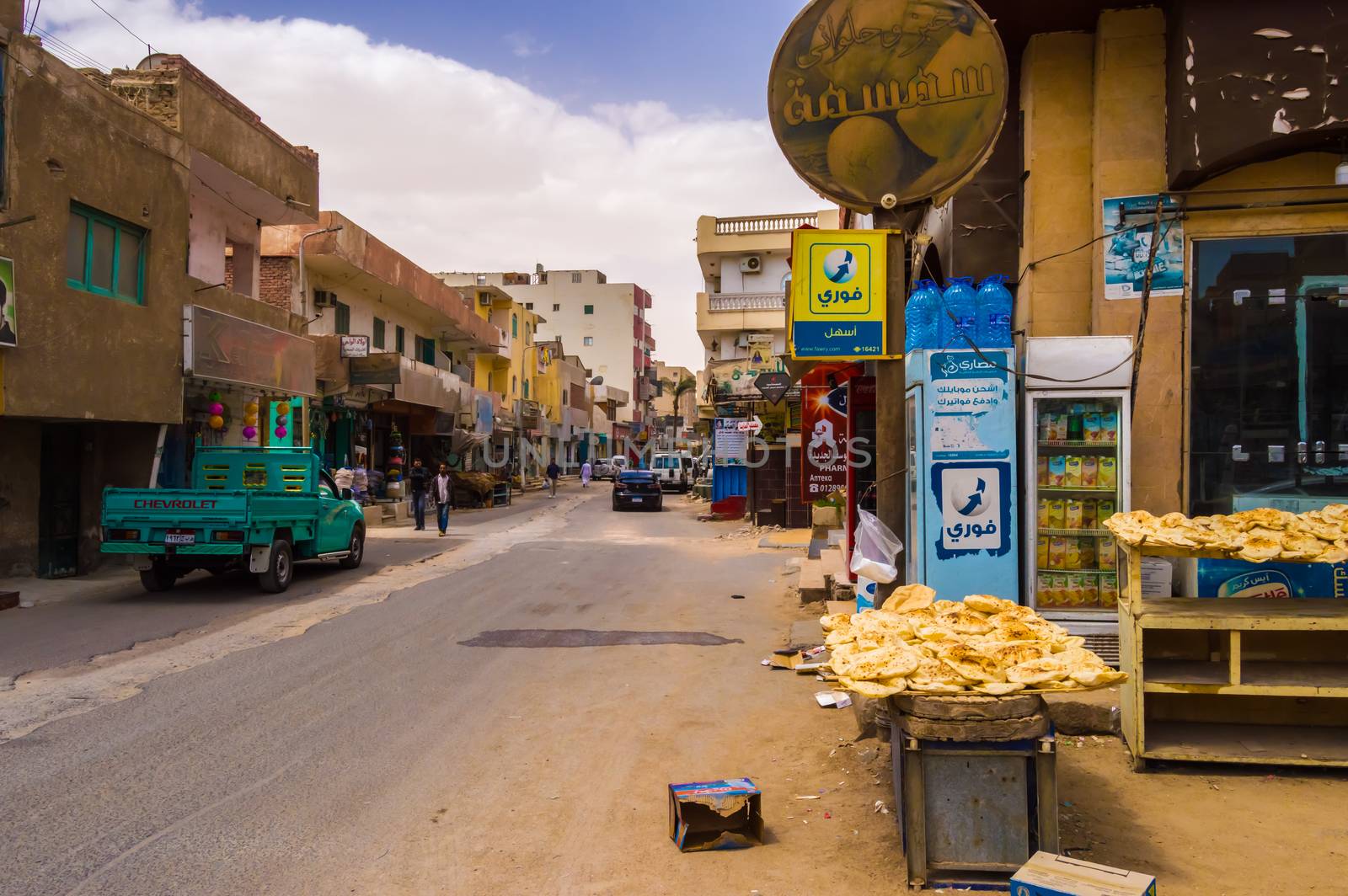 EGYPT, HURGHADA - 01 Avril 2019:A small shopping street in the c by Philou1000